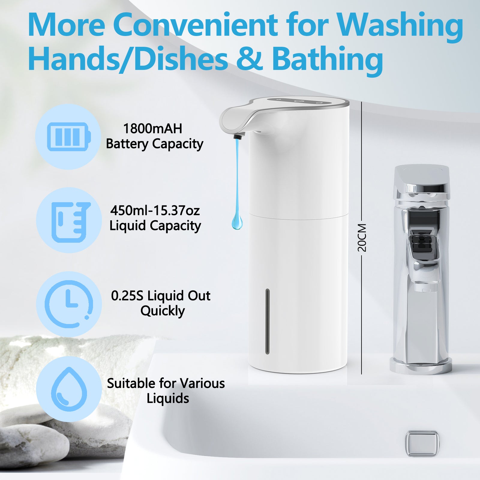 Automatic Liquid Soap Dispenser 450mL/15.37 oz (YK102/YK102B/YK102S/YK102C) for CA