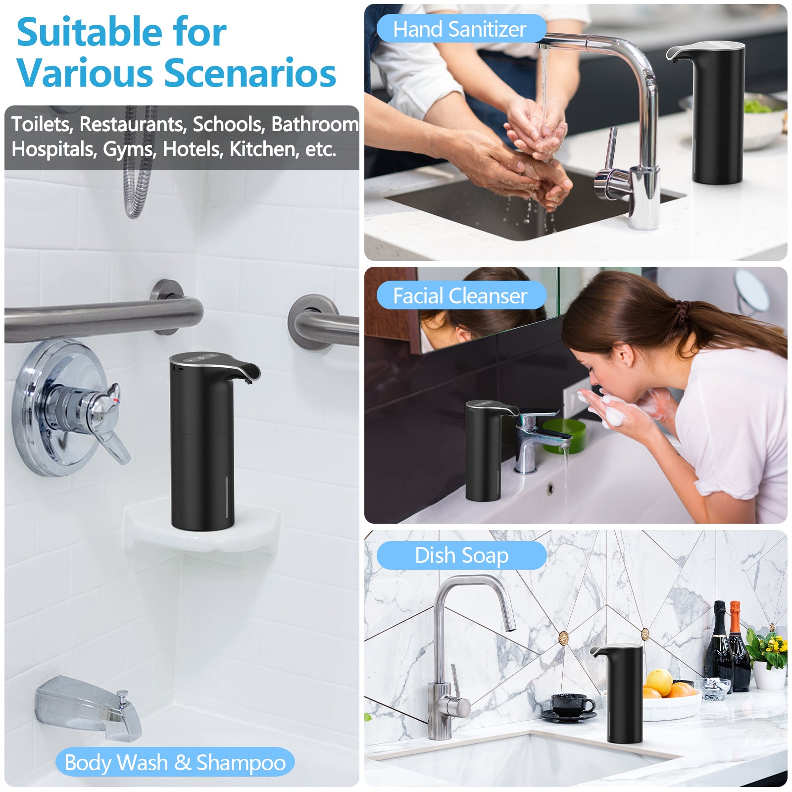 Automatic Liquid Soap Dispenser 450mL/15.37 oz (YK102/YK102B/YK102S/YK102C) for CA