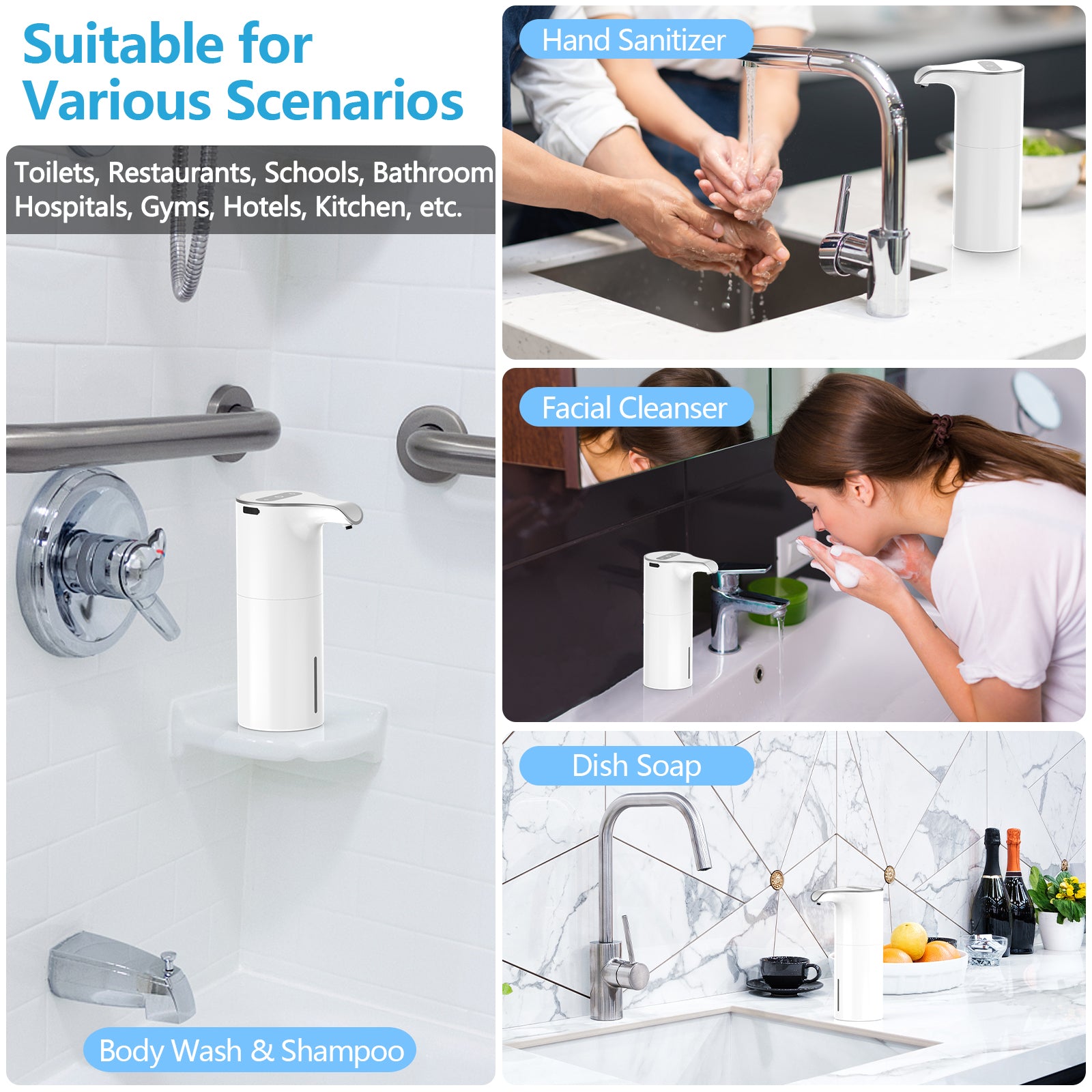 Automatic Liquid Soap Dispenser 450mL/15.37 oz (YK102/YK102B/YK102S/YK102C) for CA